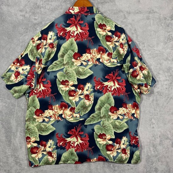 Vintage Chaps Ralph Lauren Shirt Mens XL‎ Blue Green Hawaiian Tropical Floral - Picture 7 of 7